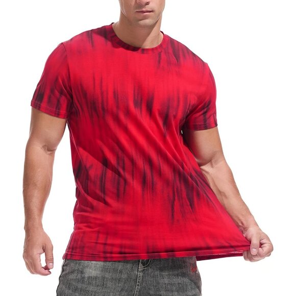 Mens Red Hipster Hip Hop Short Sleeve Print T Shirt Casual Fashion Top - Picture 4 of 4